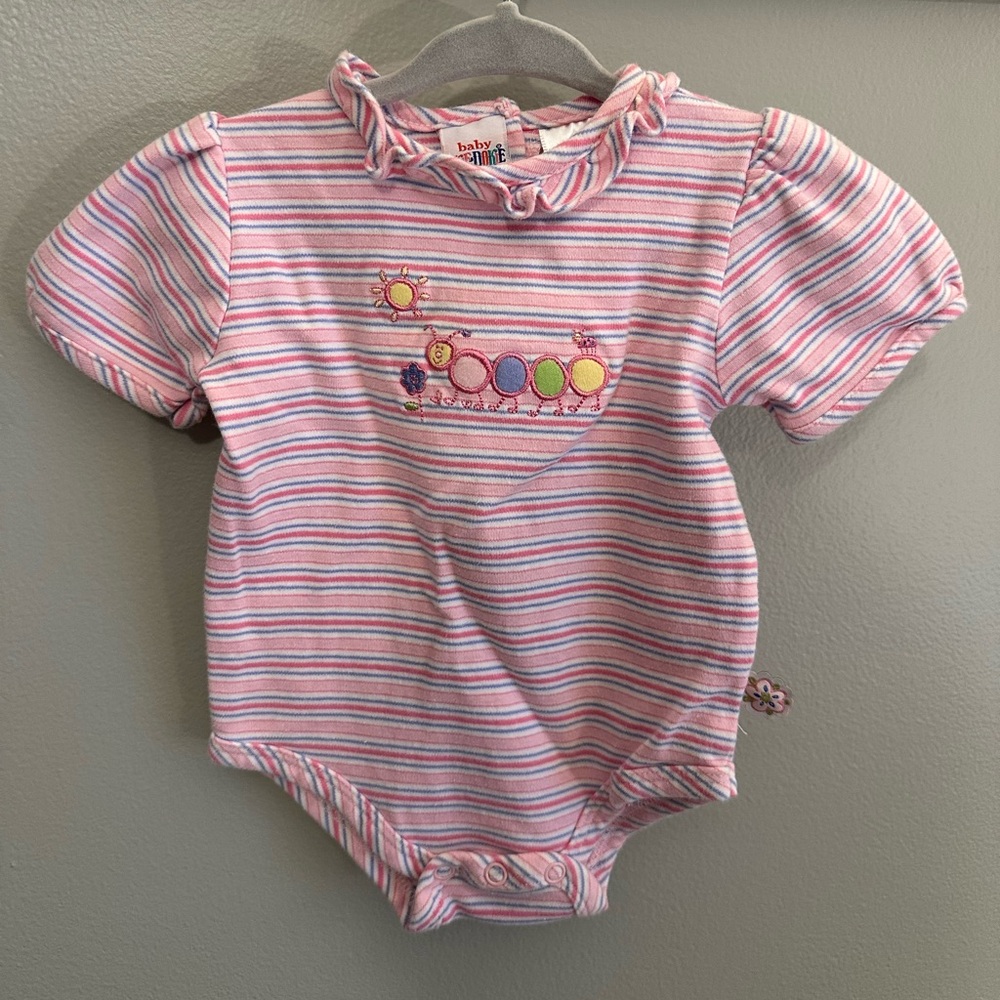 Vintage 90s/2000s Baby Okie Dokie Pink & Purple Striped One-Piece